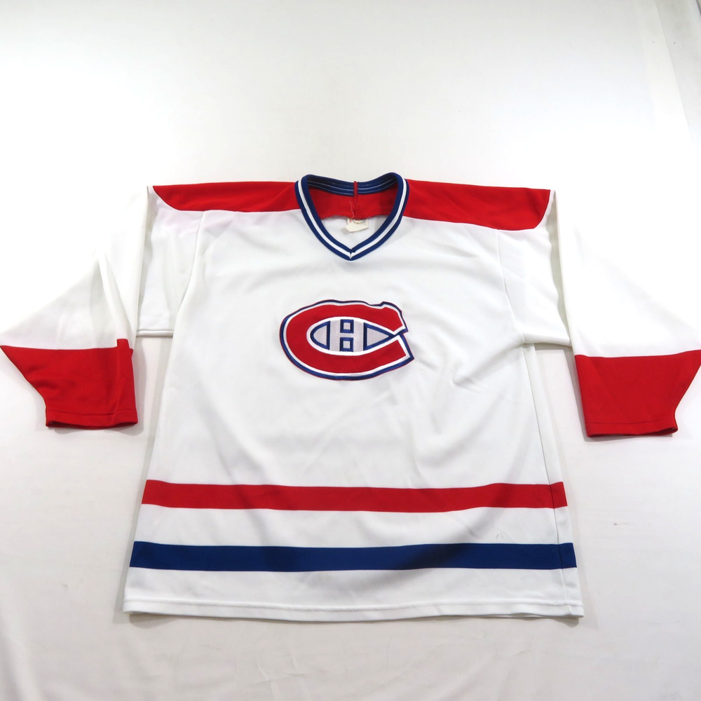 CCM Montreal Canadians Hockey Jersey Hess Blue White Red Sz L Vintage